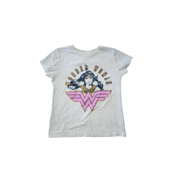 Wonder Woman Girls T-Shirt XS 6/6X White - Picture 1 of 2